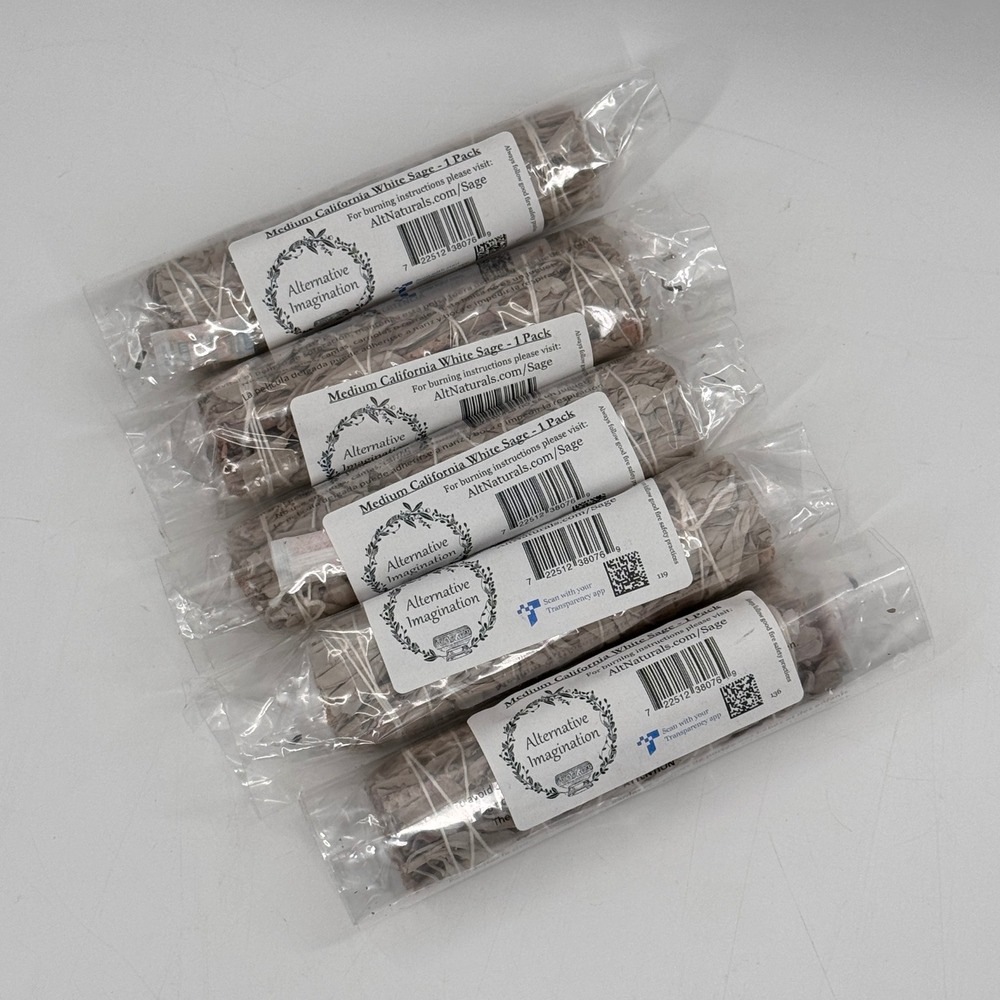5 California White Sage Smudge Sticks 6" Bundle Cleansing Meditation Set